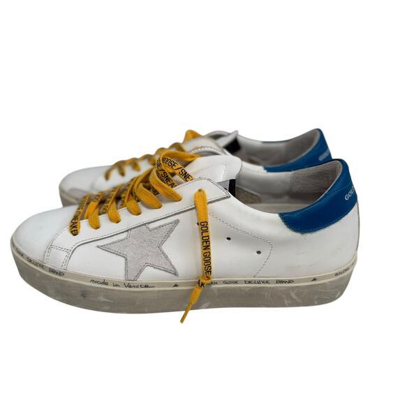 Golden Goose Hi Star Sneakers Womens Size 41 White Blue with Yellow Laces - Picture 2 of 13